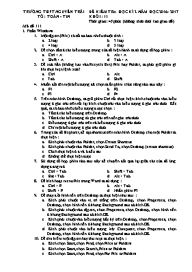Đề kiểm tra học kỳ II môn Tin học Lớp 11 - Mã đề 111 - Năm học 2016-2017 - Trường THPT Nguyễn Trãi